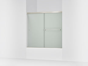 Revel® 55-5/8"-59-5/8" W x 55-1/2" H bypass bath door with 1/4"-thick Frosted glass