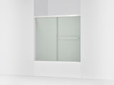 Revel® 55-5/8"-59-5/8" W x 55-1/2" H bypass bath door with 1/4"-thick Frosted glass