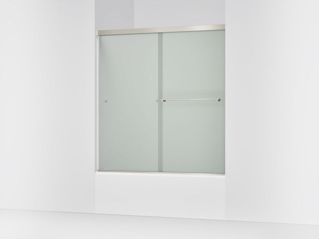 Revel® 55-5/8"-59-5/8" W x 62" H bypass bath door with 5/16"-thick Frosted glass