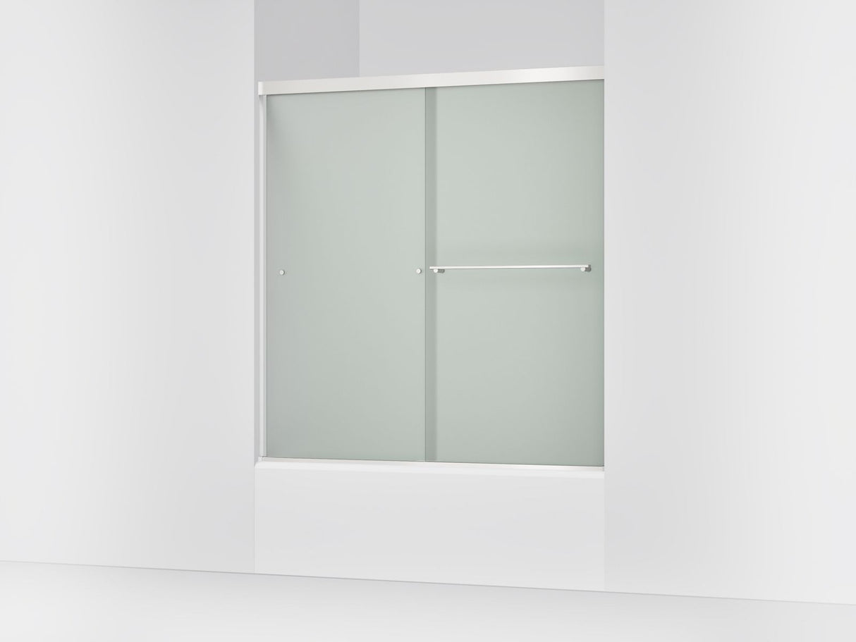 Revel® 55-5/8"-59-5/8" W x 62" H bypass bath door with 5/16"-thick Frosted glass