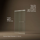 Revel® 44-5/8"-47-5/8" W x 70" H bypass shower door with 5/16"-thick Crystal Clear glass