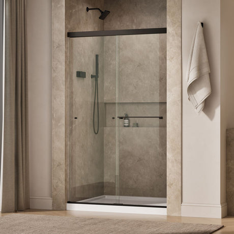 Revel® 44-5/8"-47-5/8" W x 76" H bypass shower door with 5/16"-thick Crystal Clear glass