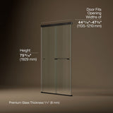 Revel® 44-5/8"-47-5/8" W x 76" H bypass shower door with 5/16"-thick Crystal Clear glass