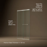 Revel® 44-5/8"-47-5/8" W x 76" H bypass shower door with 5/16"-thick Crystal Clear glass