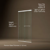 Revel® 44-5/8"-47-5/8" W x 76" H bypass shower door with 5/16"-thick Crystal Clear glass