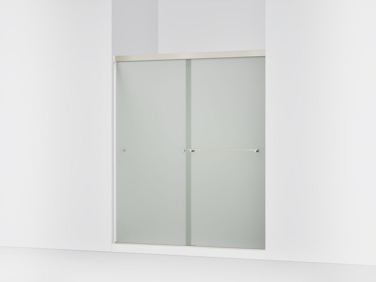 Revel® 55-5/8"-59-5/8" W x 70" H bypass shower door with 1/4"-thick Frosted glass