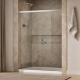 Revel® 55-5/8"-59-5/8" W x 76" H bypass shower door with 5/16"-thick Crystal Clear glass