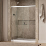 Revel® 55-5/8"-59-5/8" W x 76" H bypass shower door with 5/16"-thick Crystal Clear glass