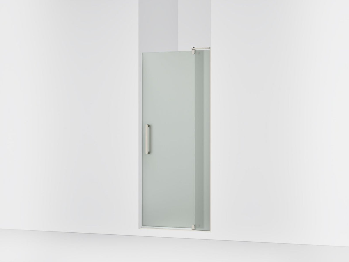 Revel® 31-1/8"-36" W x 70" H pivot shower door with 1/4"-thick Frosted glass