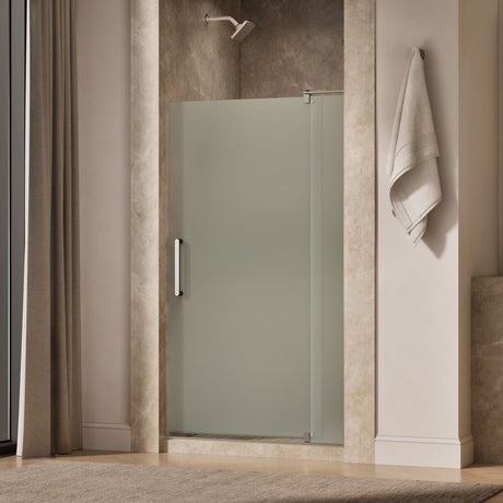 Revel® 35-1/8"-40" W x 70" H pivot shower door with 5/16"-thick Frosted glass