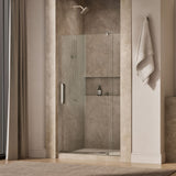 Revel® 35-1/8"-40" W x 70" H pivot shower door with 5/16"-thick Crystal Clear glass
