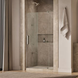 Revel® 35-1/8"-40" W x 74" H pivot shower door with 5/16"-thick Crystal Clear glass
