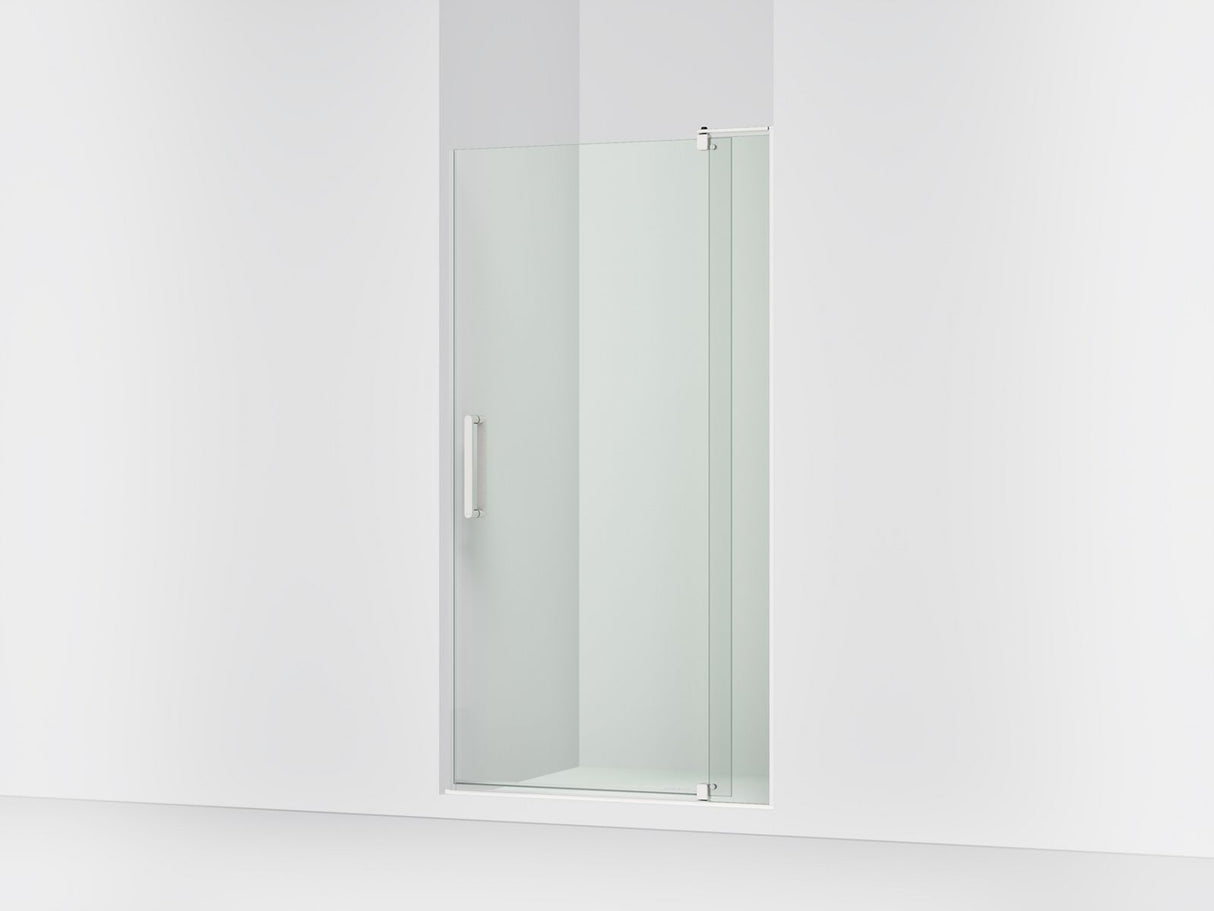 Revel® 39-1/8"-44" W x 74" H pivot shower door with 5/16"-thick Crystal Clear glass