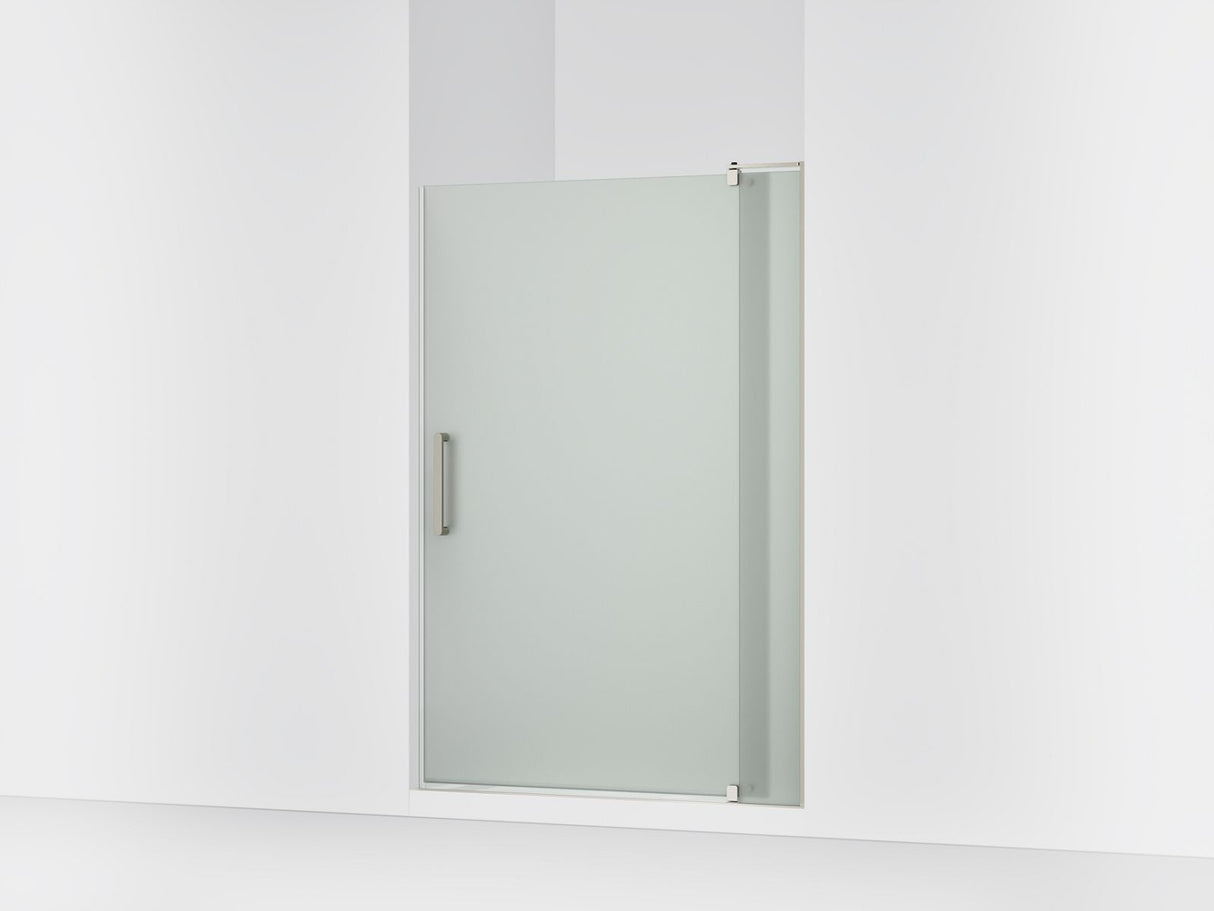 Revel® 43-1/8"-48" W x 70" H pivot shower door with 5/16"-thick Frosted glass