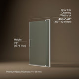 Revel® 43-1/8"-48" W x 70" H pivot shower door with 5/16"-thick Frosted glass
