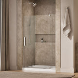 Revel® 43-1/8"-48" W x 70" H pivot shower door with 5/16"-thick Crystal Clear glass