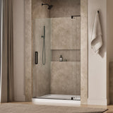 Revel® 43-1/8"-48" W x 74" H pivot shower door with 5/16"-thick Crystal Clear glass