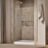 Revel® 43-1/8"-48" W x 74" H pivot shower door with 5/16"-thick Crystal Clear glass