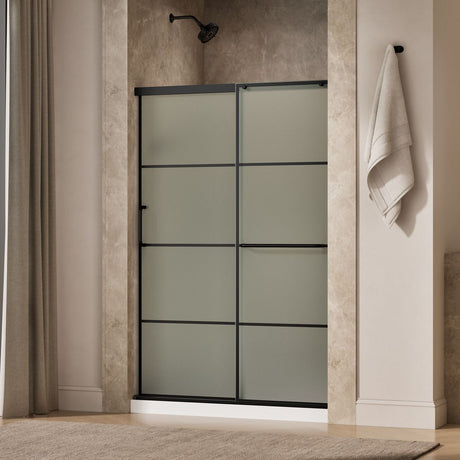 Elate® 50-1/4"-53-5/8" W x 70-1/2" H sliding shower door with 1/4"-thick Frosted glass