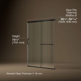 Elate® 56-1/4"-59-5/8" W x 70-1/2" H sliding shower door with 1/4"-thick Crystal Clear glass