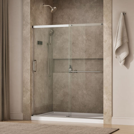 Elate® 56-1/4"-59-5/8" W x 70-1/2" H sliding shower door with 1/4"-thick Crystal Clear glass