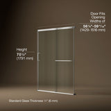 Elate® 56-1/4"-59-5/8" W x 70-1/2" H sliding shower door with 1/4"-thick Crystal Clear glass