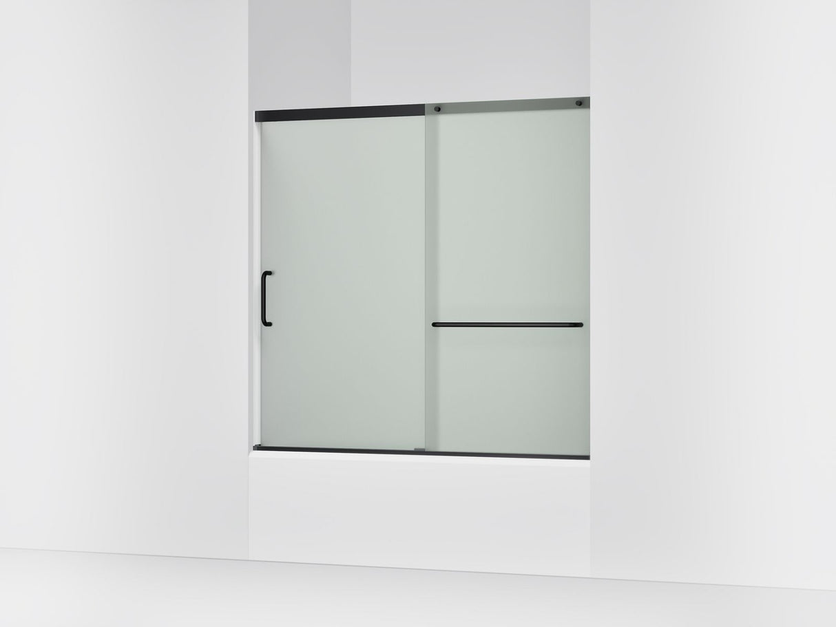 Elate® 56-1/4"-59-5/8" W x 56-3/4" H sliding bath door with 1/4"-thick Frosted glass