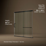 Elate® 56-1/4"-59-5/8" W x 56-3/4" H sliding bath door with 1/4"-thick Crystal Clear glass