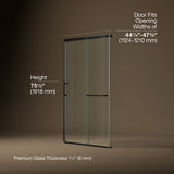 Elate® 44-1/4"-47-5/8" W x 75-1/2" H sliding shower door with 5/16"-thick Crystal Clear glass