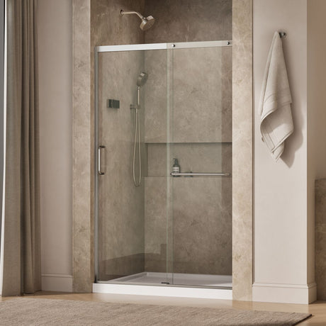 Elate® 44-1/4"-47-5/8" W x 75-1/2" H sliding shower door with 5/16"-thick Crystal Clear glass