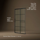 Elate® 50-1/4"-53-5/8" W x 75-1/2" H sliding shower door with 5/16"-thick Crystal Clear glass