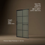 Elate® 50-1/4"-53-5/8" W x 75-1/2" H sliding shower door with 5/16"-thick Frosted glass