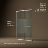 Elate® 56-1/4"-59-5/8" W x 75-1/2" H sliding shower door with 5/16"-thick Crystal Clear glass