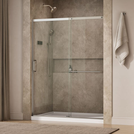 Elate® 56-1/4"-59-5/8" W x 75-1/2" H sliding shower door with 5/16"-thick Crystal Clear glass