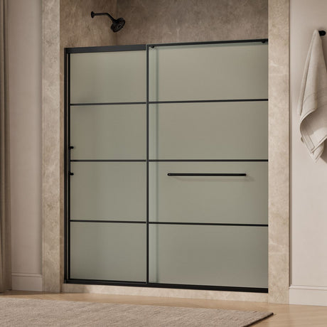 Elate® 68-1/4"-71-5/8" W x 75-1/2" H sliding shower door with 5/16"-thick Frosted glass