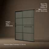 Elate® 68-1/4"-71-5/8" W x 75-1/2" H sliding shower door with 5/16"-thick Frosted glass