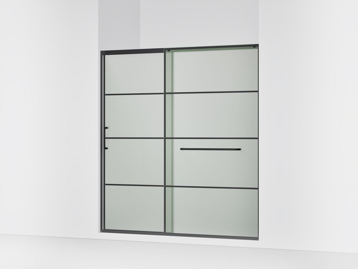 Elate® 68-1/4"-71-5/8" W x 75-1/2" H sliding shower door with 5/16"-thick Frosted glass