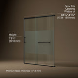 Elate® 68-1/4"-71-5/8" W x 75-1/2" H sliding shower door with 5/16"-thick Crystal Clear glass