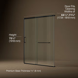 Elate® 68-1/4"-71-5/8" W x 75-1/2" H sliding shower door with 5/16"-thick Crystal Clear glass
