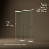 Elate® 68-1/4"-71-5/8" W x 75-1/2" H sliding shower door with 5/16"-thick Crystal Clear glass