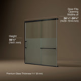 Elate® 56-1/4"-59-5/8" W x 56-3/4" H sliding bath door with 5/16"-thick Crystal Clear glass