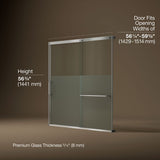 Elate® 56-1/4"-59-5/8" W x 56-3/4" H sliding bath door with 5/16"-thick Crystal Clear glass