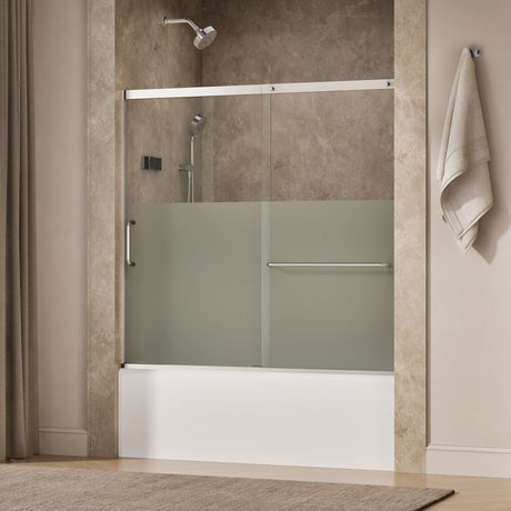 Elate® 56-1/4"-59-5/8" W x 56-3/4" H sliding bath door with 5/16"-thick Crystal Clear glass