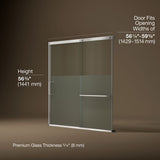 Elate® 56-1/4"-59-5/8" W x 56-3/4" H sliding bath door with 5/16"-thick Crystal Clear glass