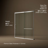 Elate® 56-1/4"-59-5/8" W x 56-3/4" H sliding bath door with 5/16"-thick Crystal Clear glass