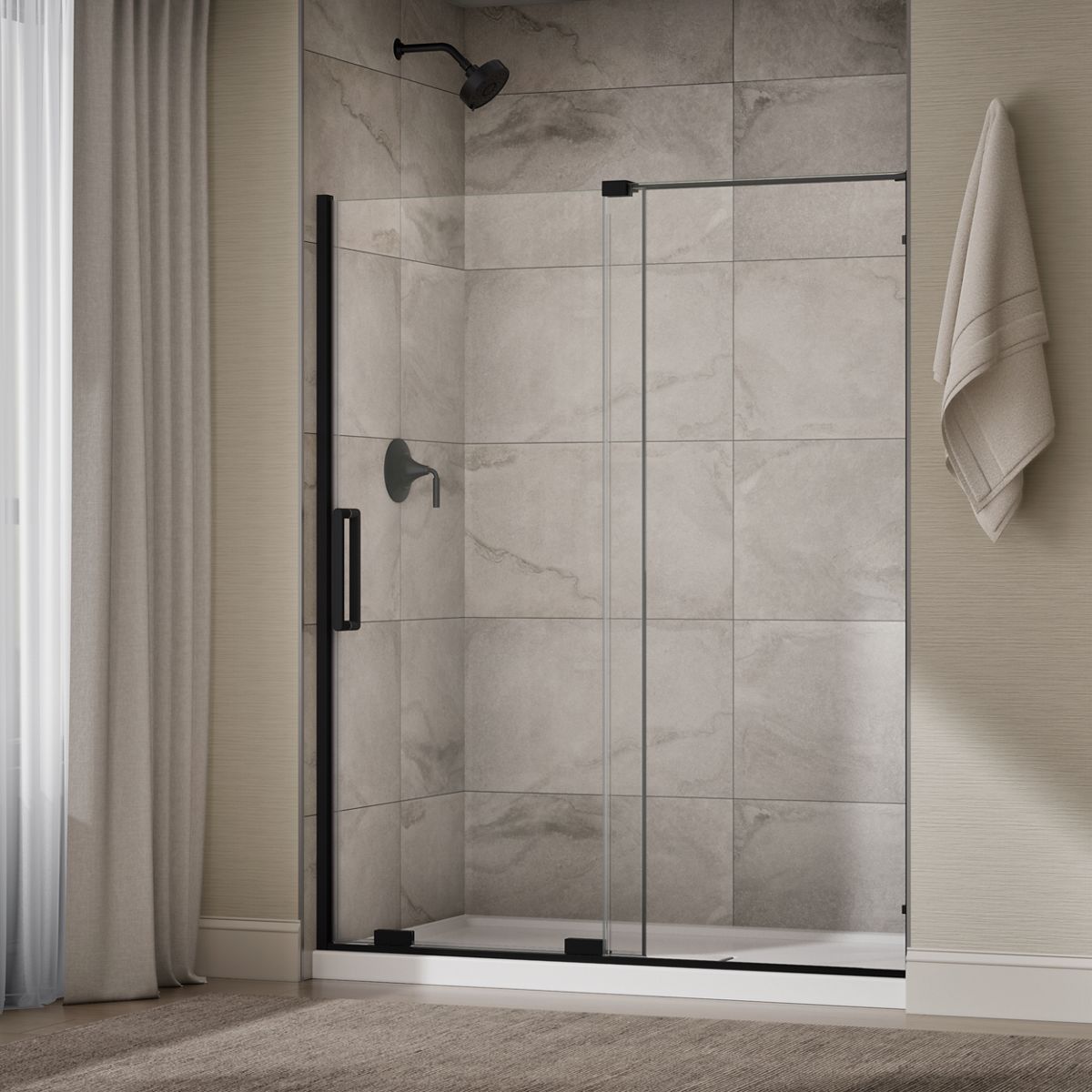 Echelon® 55-3/4"-59-3/4" W x 71-3/4" H sliding shower door with 5/16"-thick Crystal Clear glass