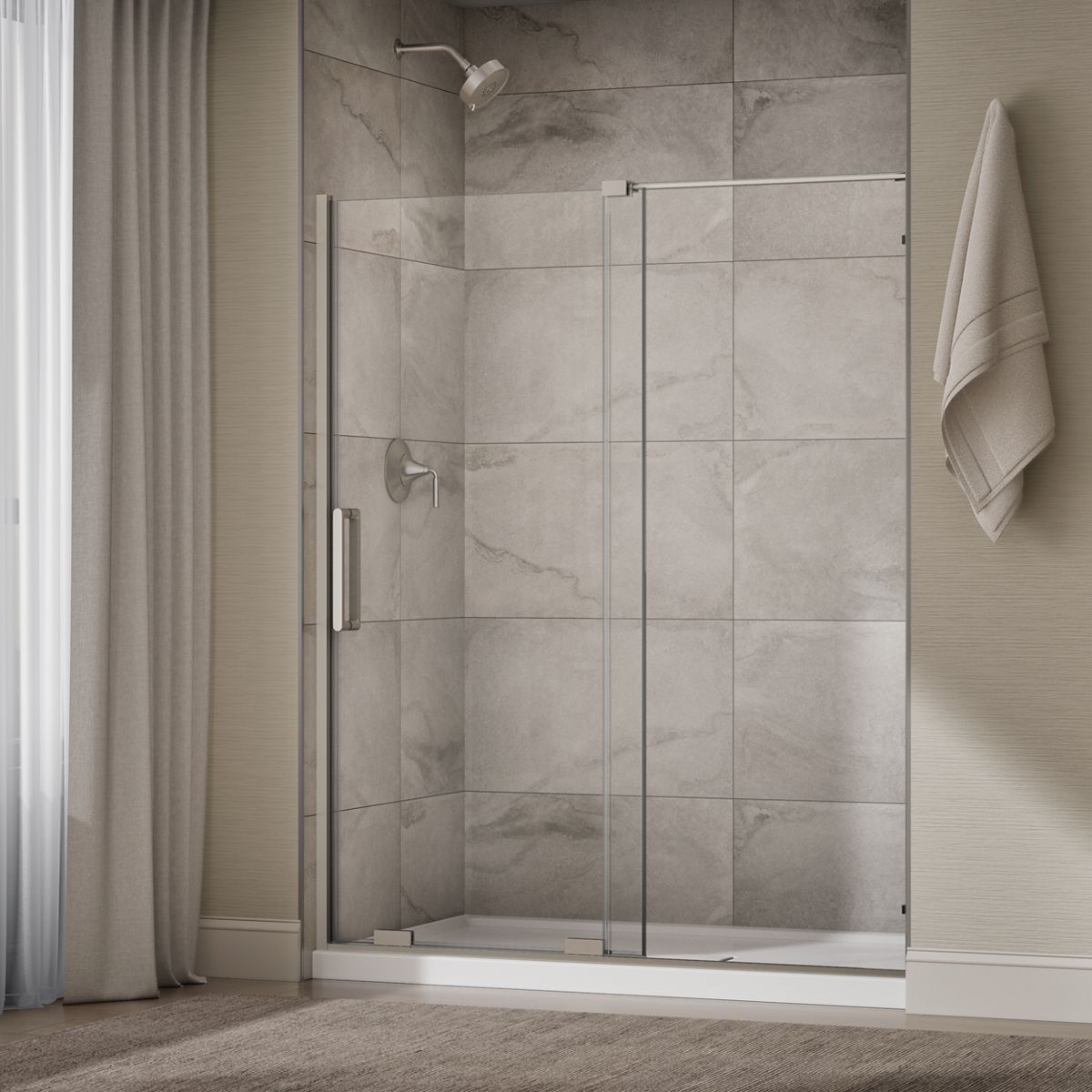 Echelon® 55-3/4"-59-3/4" W x 71-3/4" H sliding shower door with 5/16"-thick Crystal Clear glass