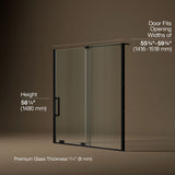 Echelon® 55-3/4"-59-3/4" W x 58-1/4" H bypass bath door with 5/16"-thick Crystal Clear glass
