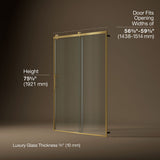 Rely® 56-5/8"-59-5/8" W x 76.99" H sliding shower door with 3/8"-thick Crystal Clear glass