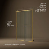 Rely® 56-5/8"-59-5/8" W x 76.99" H sliding shower door with 3/8"-thick Crystal Clear glass